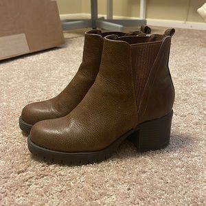 Faux brown leather boots